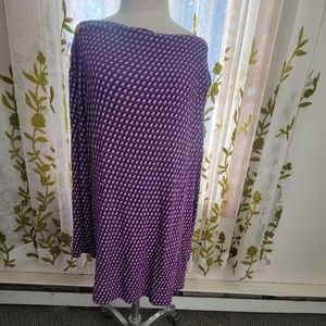 Dana Buchman boatneck long sleeve tunic purple black stretchy top Medium